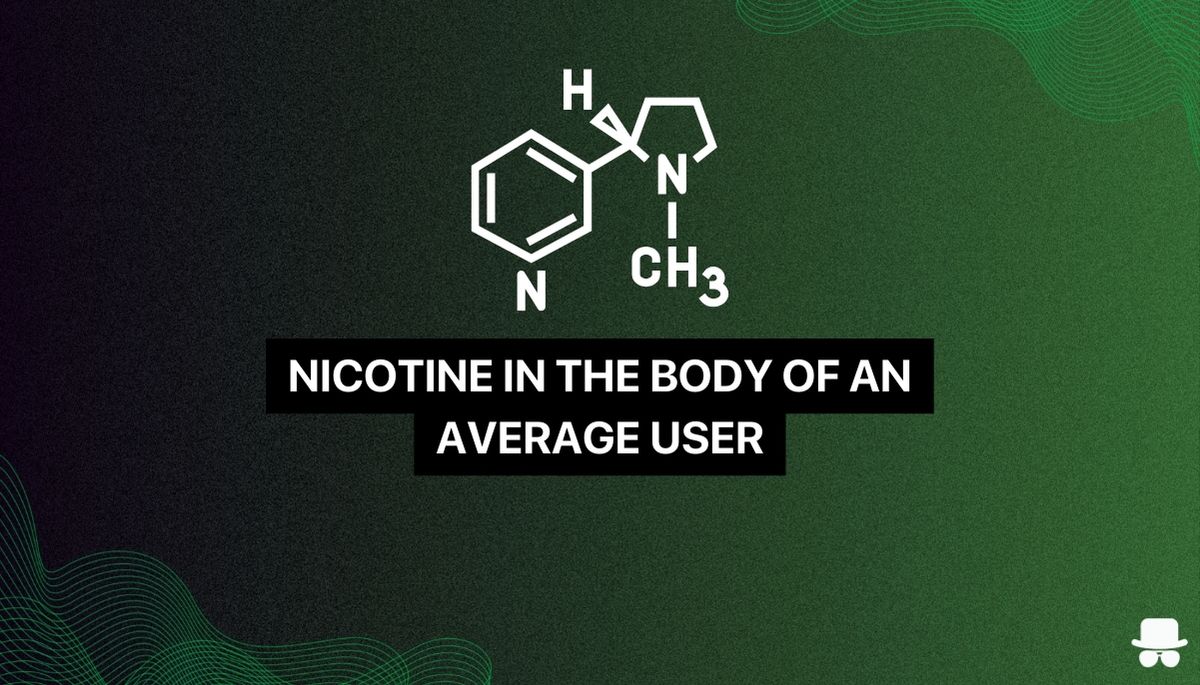 an image of the chemical nicotine and the text saying Nicotine in the Body of an Average User