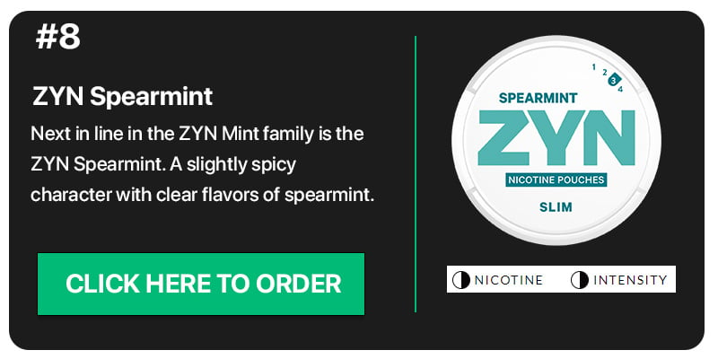 Order ZYN Spearmint our #8 best flavor of ZYN