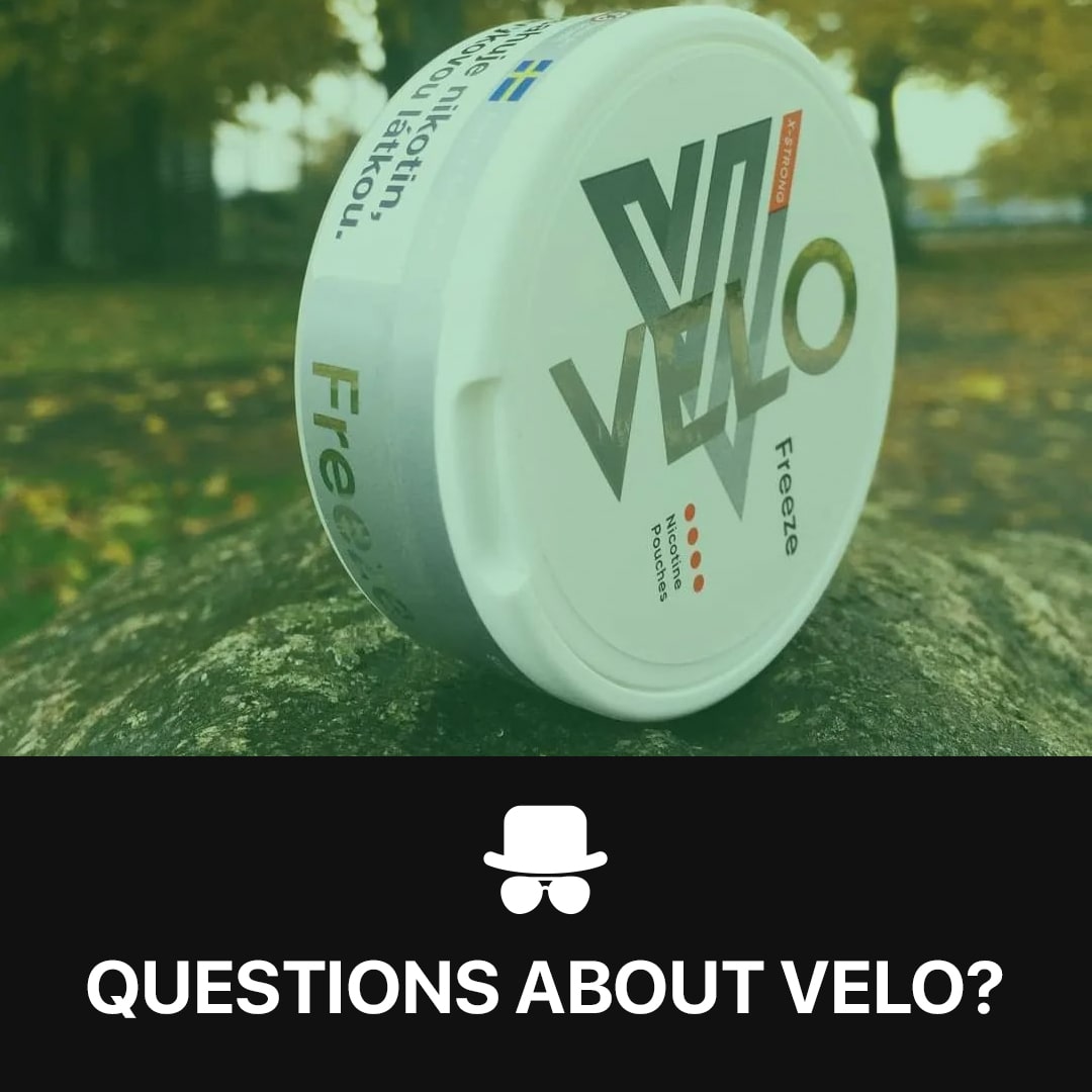 Image with a velo nicotine can and text saying questions about lyft or velo?