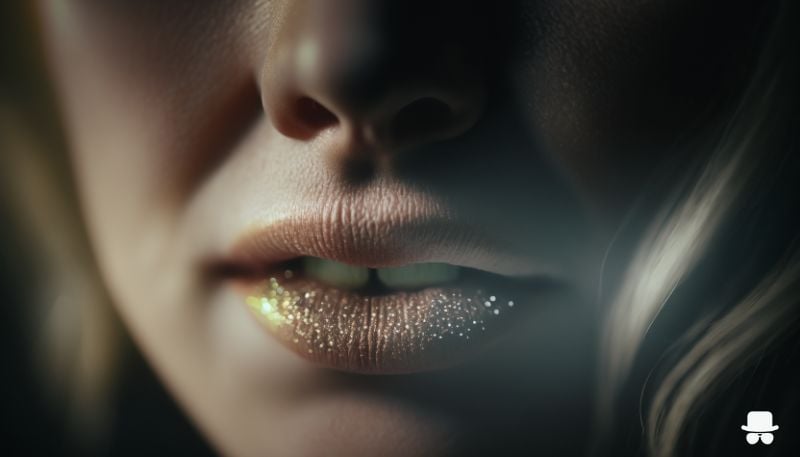 A Snusdaddy model showing her lips and upper lip.