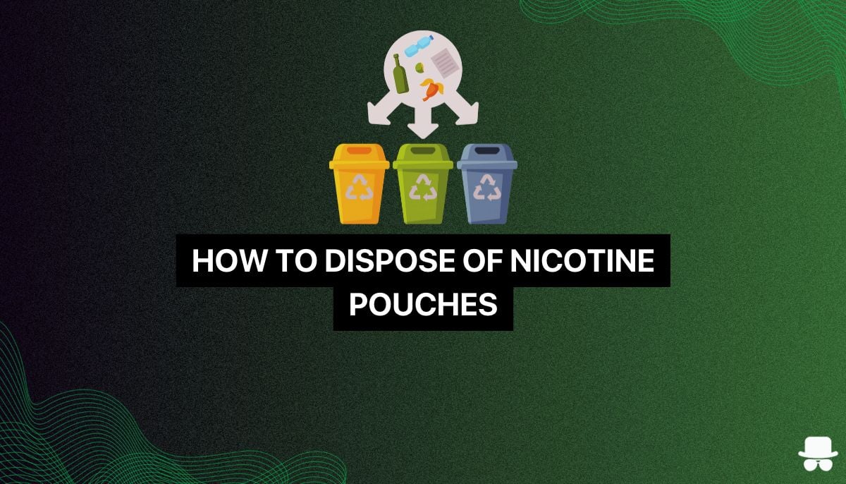 different types of trashcans and a nicotine pouch being thrown correctly