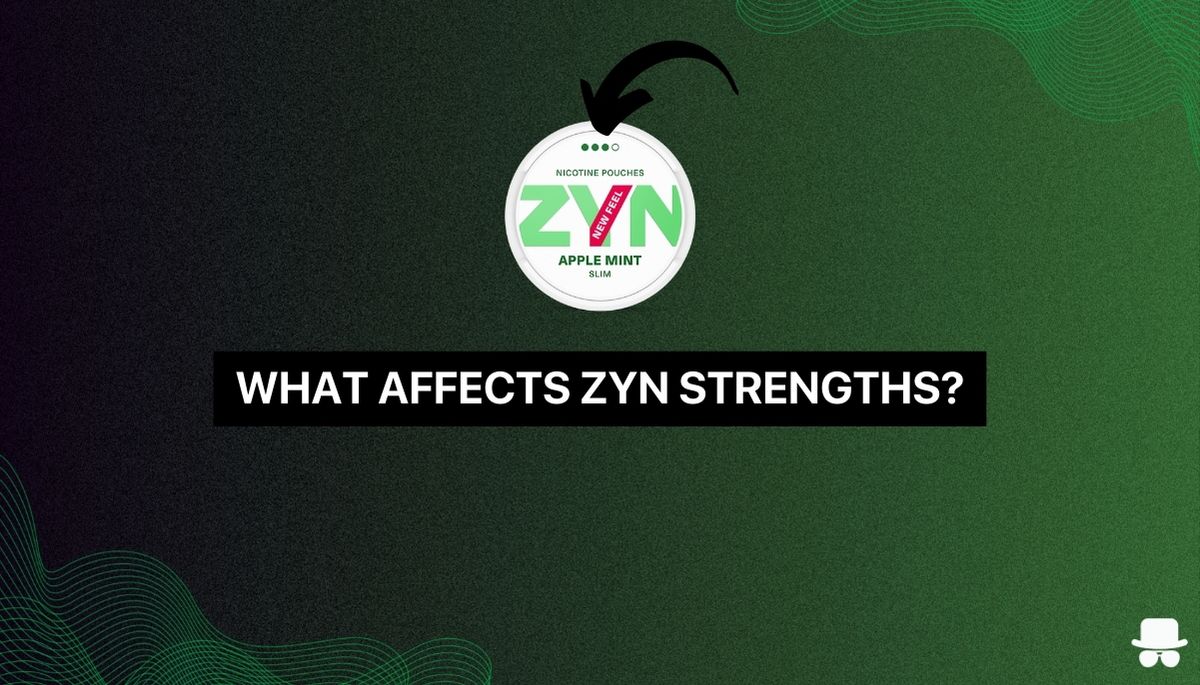 an image of a zyn can with an arrow pointing to the dots on top to indicate it's strength and what affects it