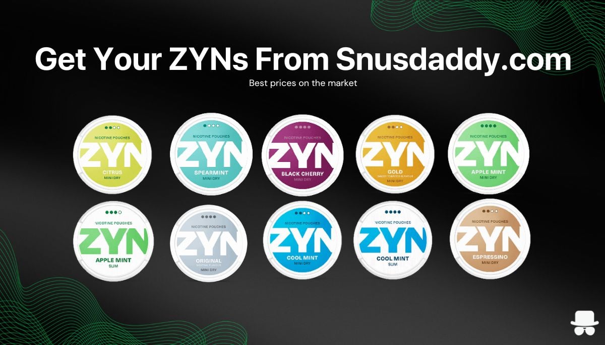 Image of all the ZYN flavors available at Snusdaddy