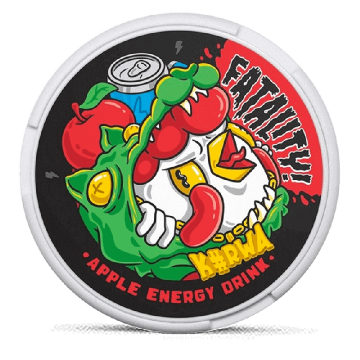 Kurwa Fatality Apple Energy Drink 50 mg Product Label