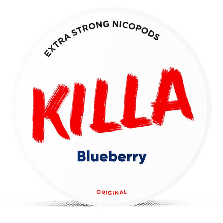 Killa Blueberry Extra Strong Slim All White Product Label