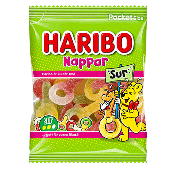 Haribo Sura Frukt Nappar 80 g