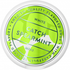 Catch Spearmint White Mini snus can at Snusdaddy.com