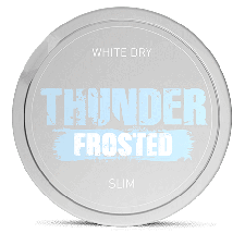 Thunder Frosted White Dry Slim Extra Strong snus can at Snusdaddy.com