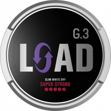 G.3 LOAD Slim White Dry Super Strong snus can at Snusdaddy.com