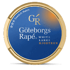 Göteborgs Rapé Hjortron White Portion snus can at Snusdaddy.com