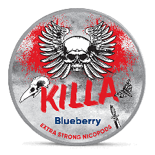 Killa Blueberry Extra Strong Slim All White snus can at Snusdaddy.com