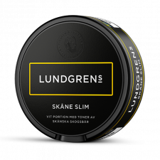 Lundgrens Skåne Slim White Portion snus can at Snusdaddy.com