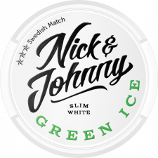 Nick & Johnny Green Ice White Slim snus can at Snusdaddy.com