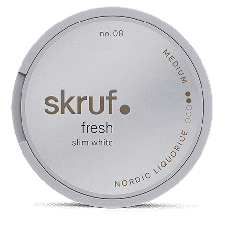 Skruf Slim Nordic White Portion snus can at Snusdaddy.com