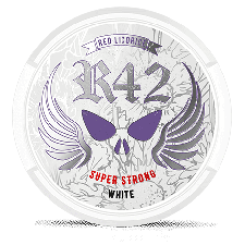 R42 Red Licorice White Portion Super Strong snus can at Snusdaddy.com