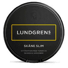 Lundgrens Skåne Slim White Portion snus can at Snusdaddy.com