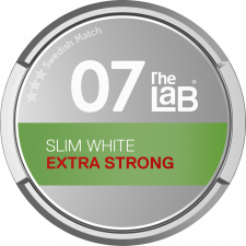 The Lab 07 Slim White Portion Extra Strong snus can at Snusdaddy.com