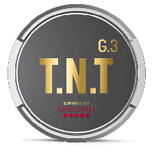 G.3 T.N.T Slim White Dry Super Strong snus can at Snusdaddy.com