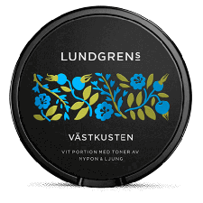 Lundgrens Västkusten White Portion snus can at Snusdaddy.com