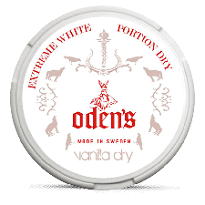 Odens Vanilla Extreme White Dry Portion snus can at Snusdaddy.com