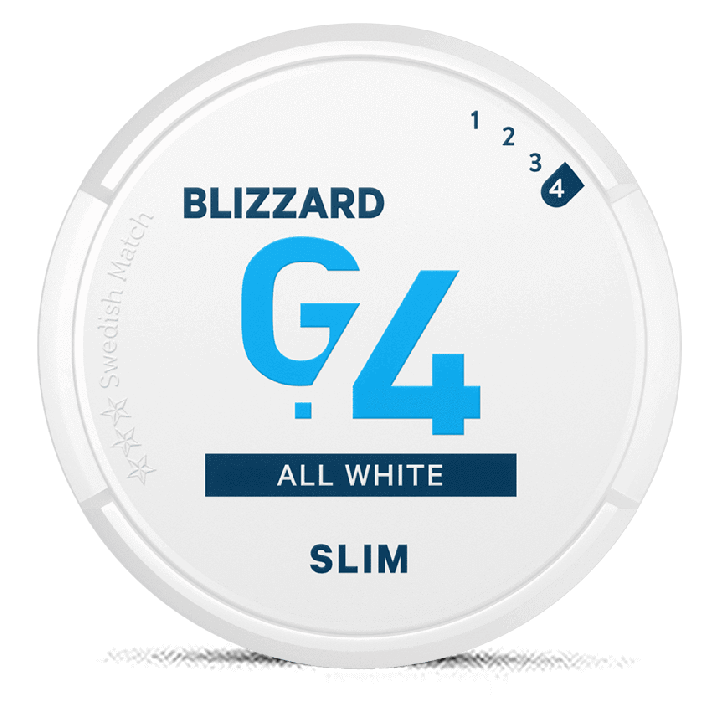 G.4 Blizzard Slim All White snus can at Snusdaddy.com