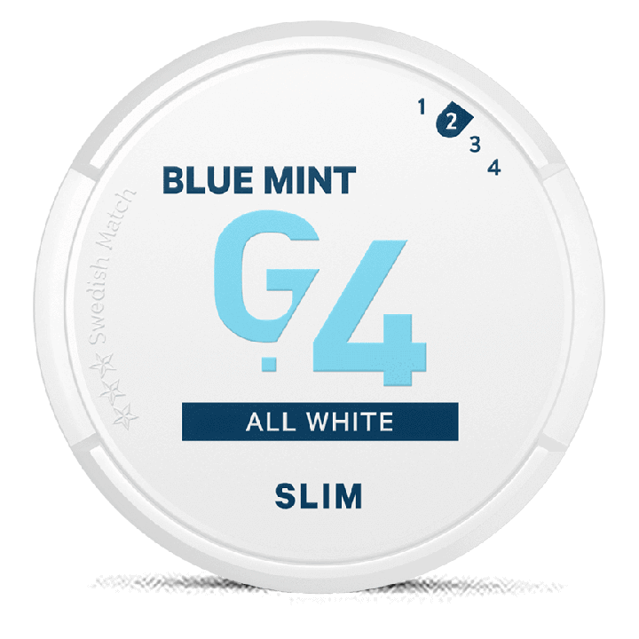 G.4 Blue Mint Slim All White snus can at Snusdaddy.com