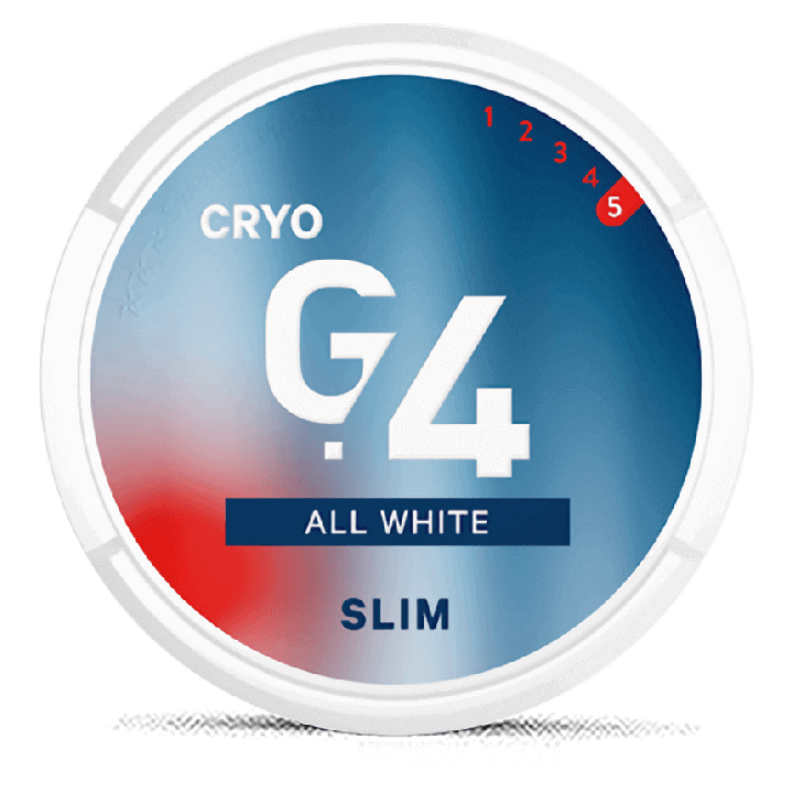 G.4 Cryo Slim All White snus can at Snusdaddy.com