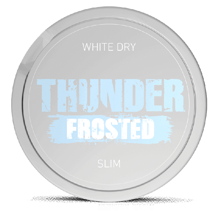 Thunder Frosted White Dry Slim Extra Strong Product Label