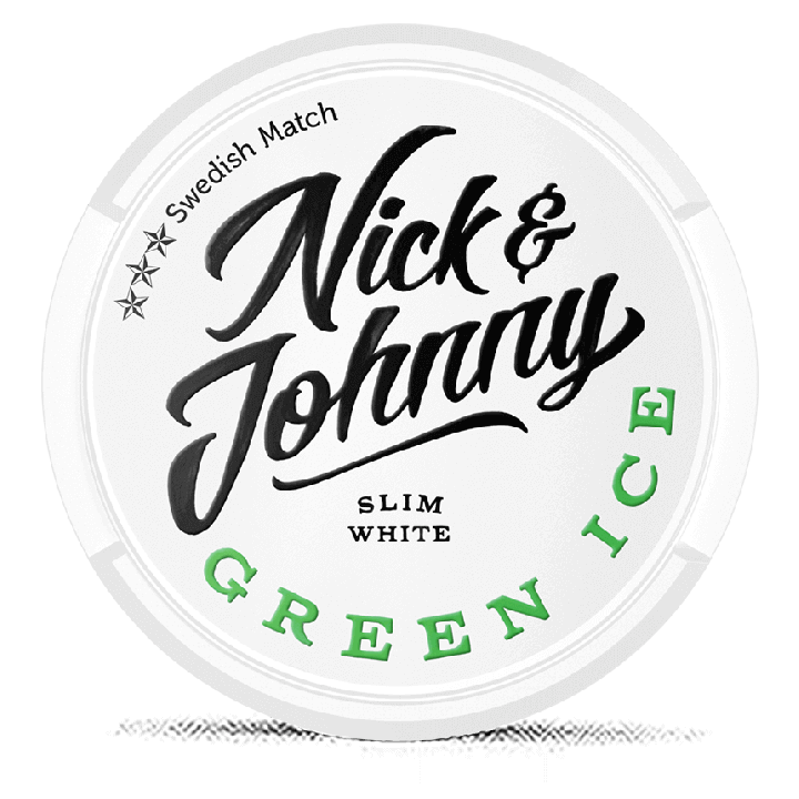 Nick & Johnny Green Ice White Slim snus can at Snusdaddy.com