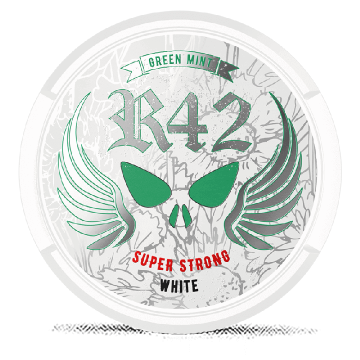 R42 Green Mint White Portion Super Strong snus can at Snusdaddy.com