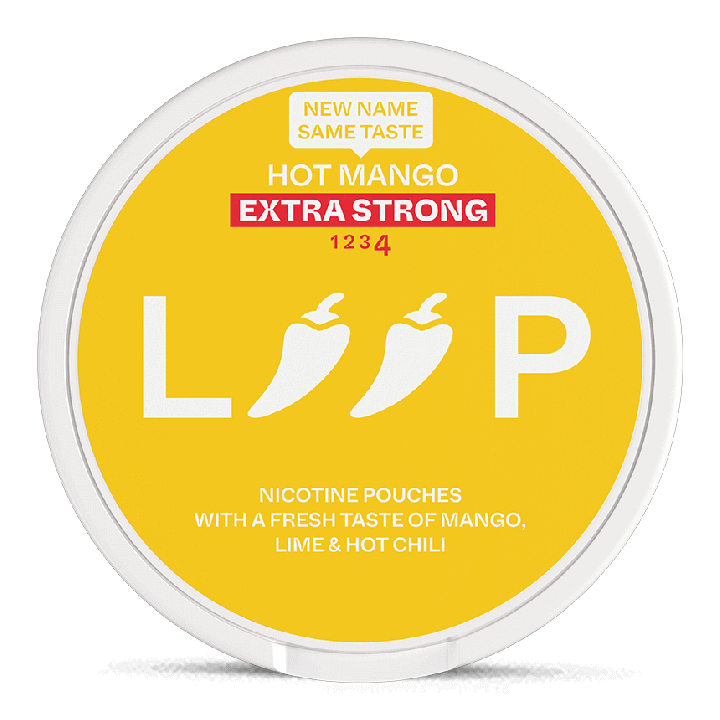 LOOP Hot Mango Extra Strong Product Label