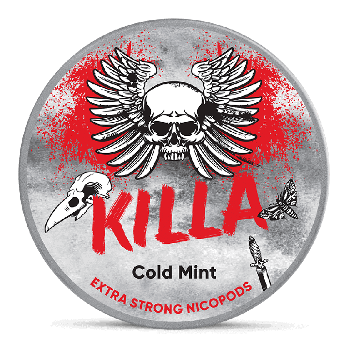 Killa Cold Mint Extra Strong Slim All White snus can at Snusdaddy.com