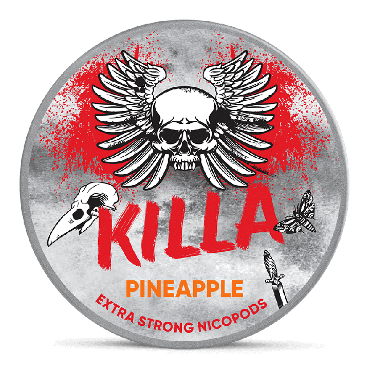 Killa Pineapple Extra Strong Slim All White Product Label