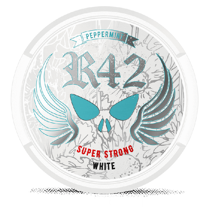 R42 Peppermint White Portion Super Strong snus can at Snusdaddy.com