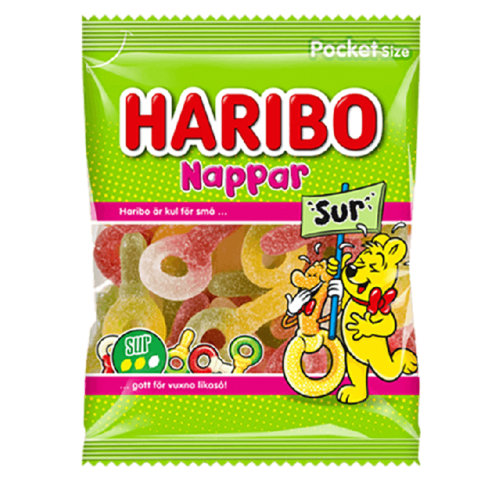 Haribo Sura Frukt Nappar 80g