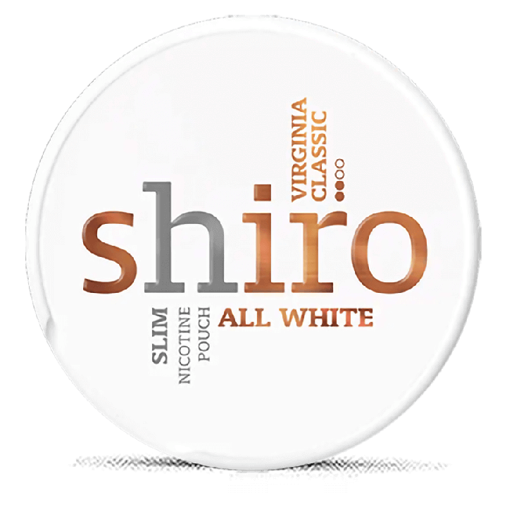 Shiro All White Slim Virginia Classic snus can at Snusdaddy.com