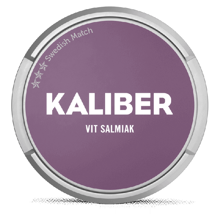 Kaliber Salmiak White Portion snus can at Snusdaddy.com