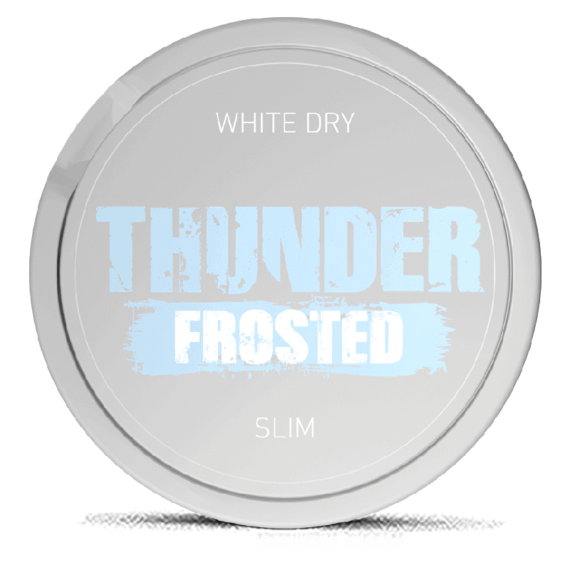 Thunder Frosted White Dry Slim Extra Strong Product Label