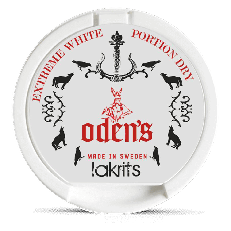 Odens Licorice Extreme Dry White Portion Product Label