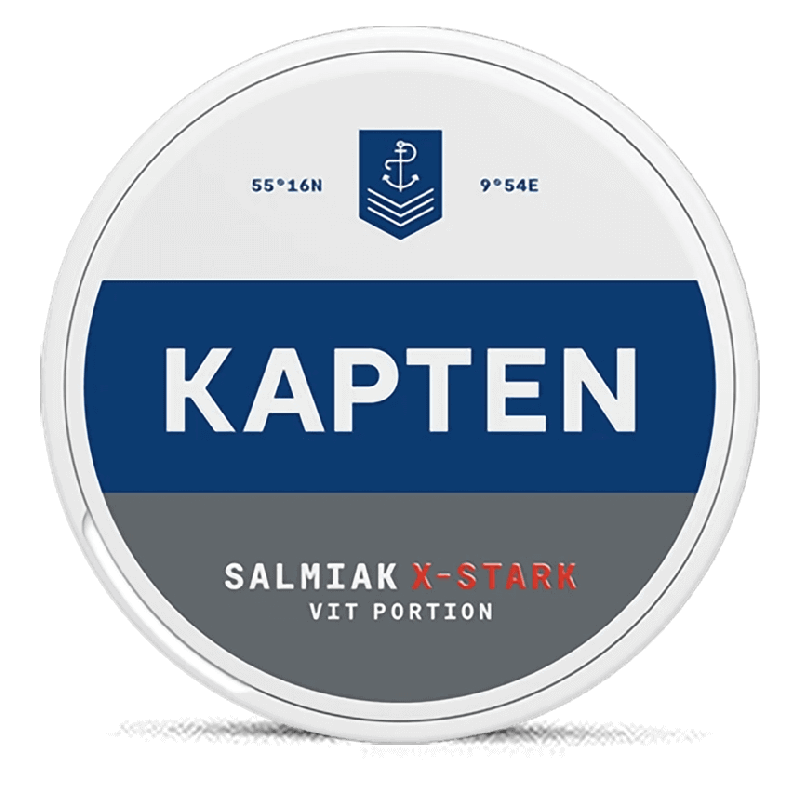 Kapten Extra Strong White Salmiak Product Label