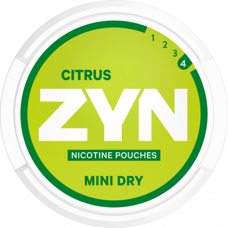 ZYN Mini Dry Citrus Extra Strong snus can at Snusdaddy.com