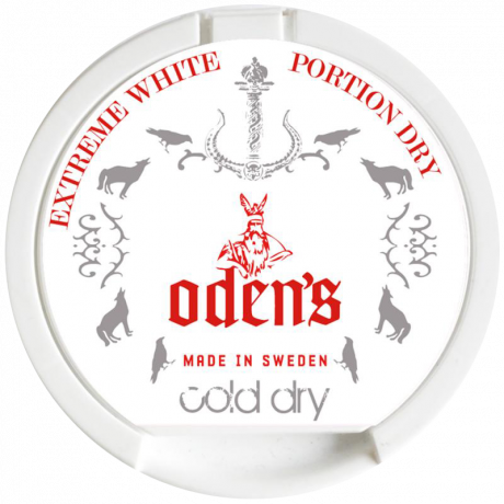 Odens Cold Extreme White Dry Portion snus can at Snusdaddy.com
