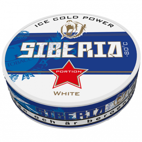 Siberia -80 White Portion snus can at Snusdaddy.com
