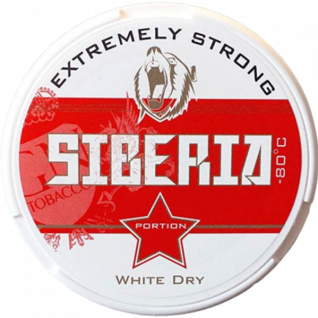 Siberia -80 White Dry Portion snus can at Snusdaddy.com